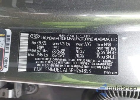 2023 Hyundai Tucson Sel z USA, uszkodzony, nr VIN 5NMJBCAE5PH264853